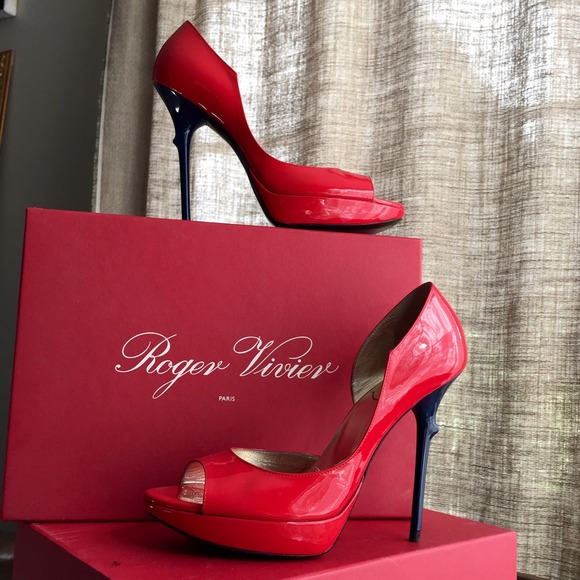 Roger Vivier Open Toe Pumps with signature heel!!