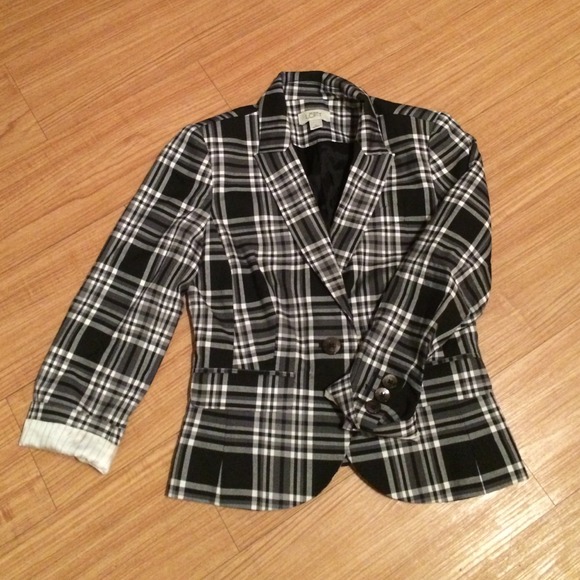 Black Grey Plaid Blazer