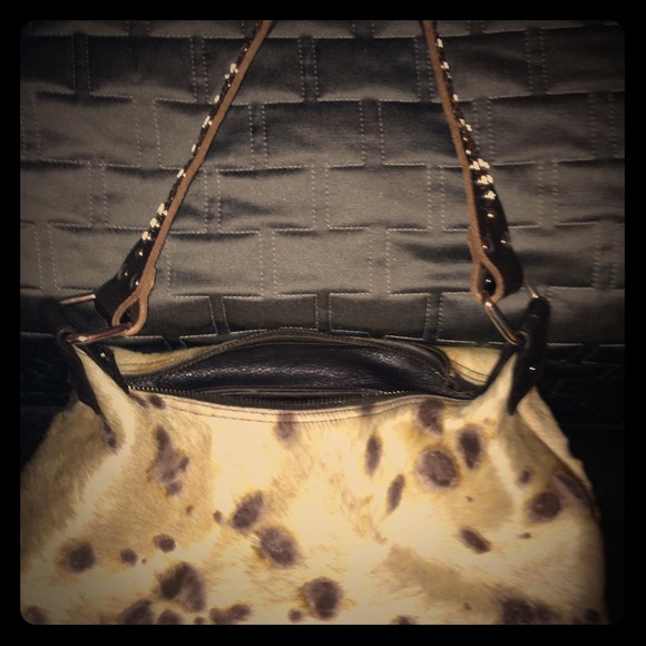 Cow hide/hair purse, leather detailing with bling