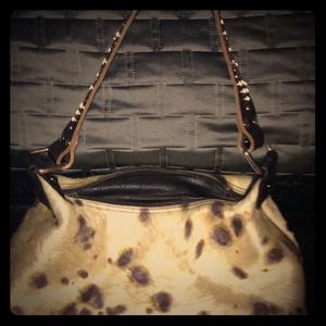 Cow hide/hair purse, leather detailing with bling