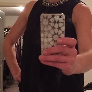 Blouson top w jewel neck. Perfect for Holidays!