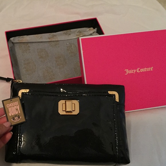 BNWT Juicy Couture black patent leather clutch