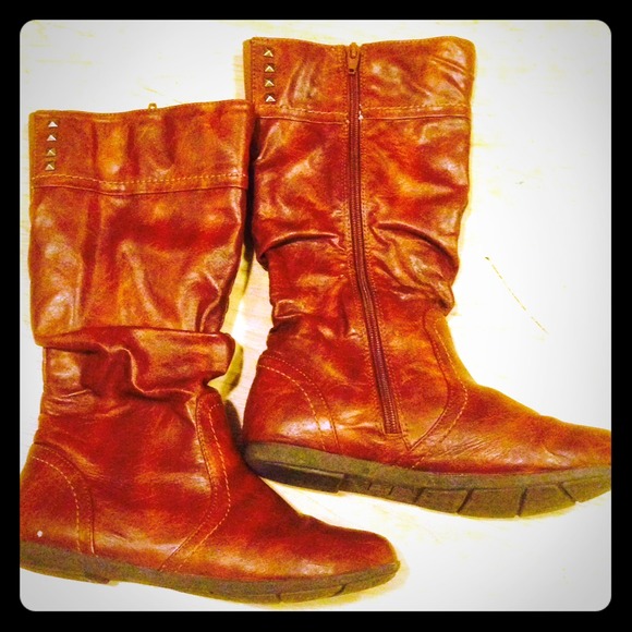 Vegan leather cognac colored tall boots