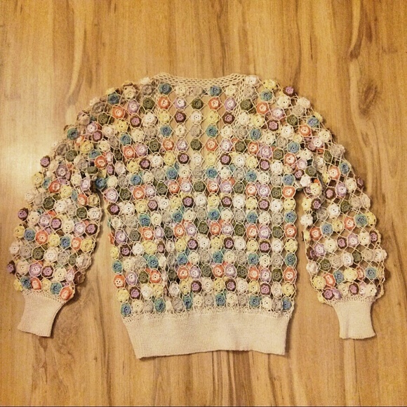 Vtg Multicolored Crochet See Thru Top - Picture 2 of 2