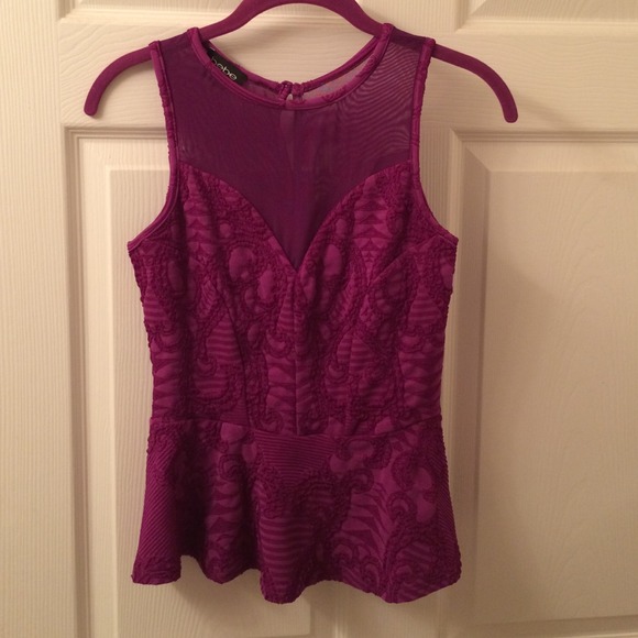 Bebe Purple Peplum Top NWOT