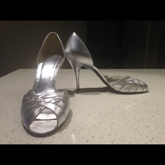 Stuart Weitzman Silver Peep Toe Heels