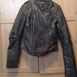 black faux leather jacket