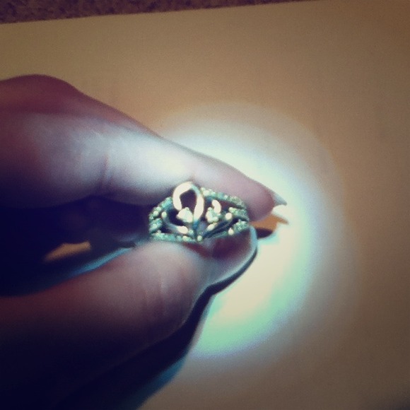 Sterling silver double heart ring w/cubic zirconia - Picture 1 of 4