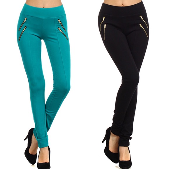 Pants - The KATE Moto zipper leggings - BLACK