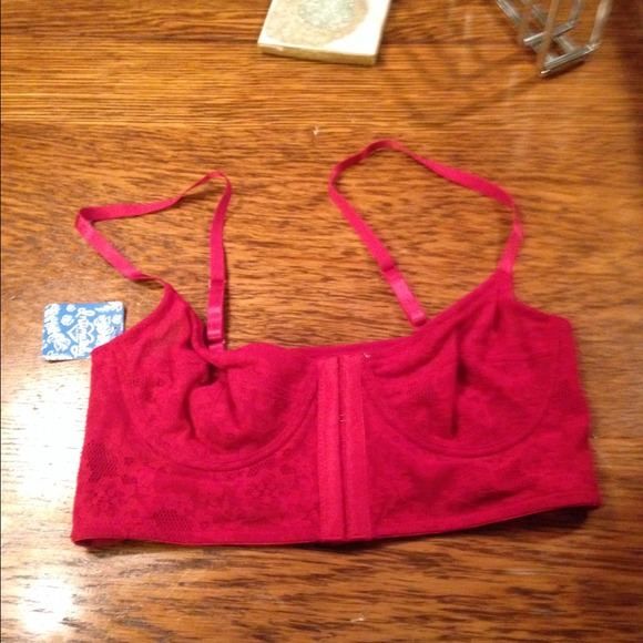 Free people red lace bra