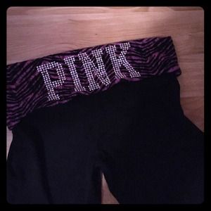 Purple zebra sparkley pink yoga pants