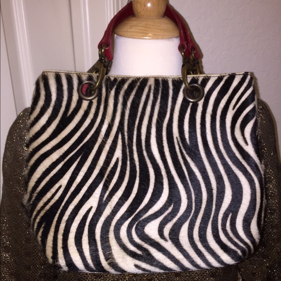 Zebra fur handbag