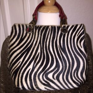Zebra fur handbag
