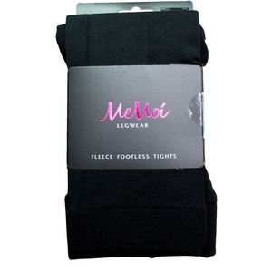 Fleece-lined Black Footless Tights