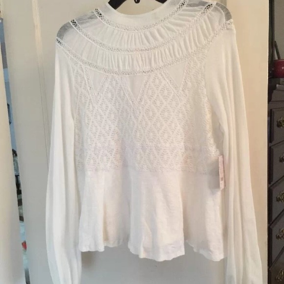 Free People Tops - Free People Ivory Crochet Peplum Top