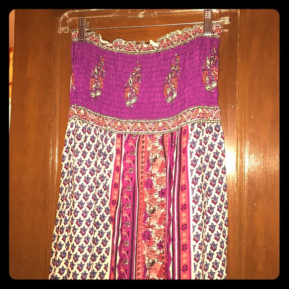 Strapless rayon maxi dress