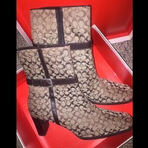 Coach Logo Mid Calf Boot
