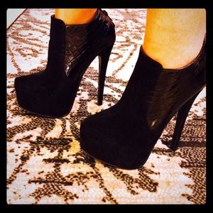 Black faux suede booties