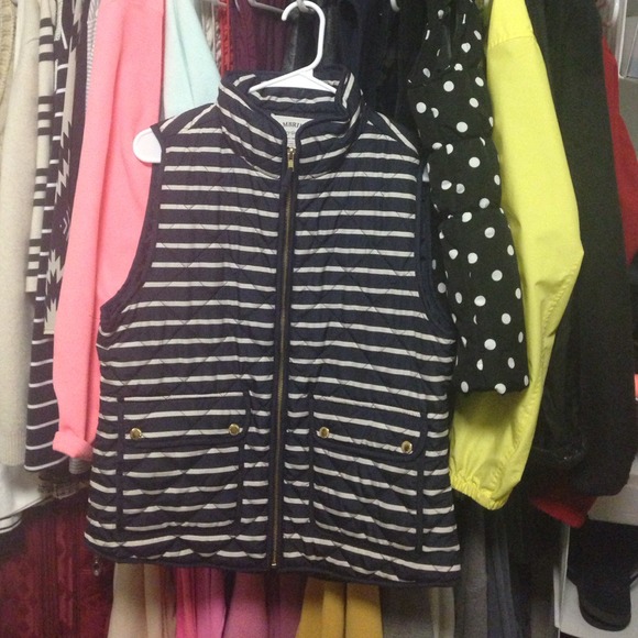 Jcrew inspired navy white striped vest