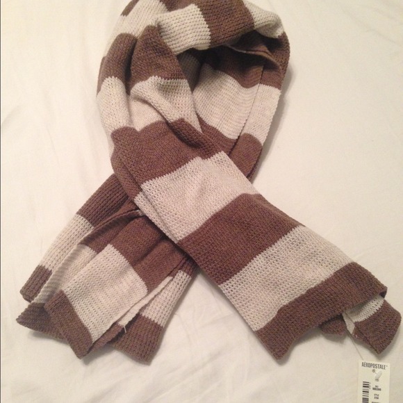 Brown and Off White Aeropostale Scarf