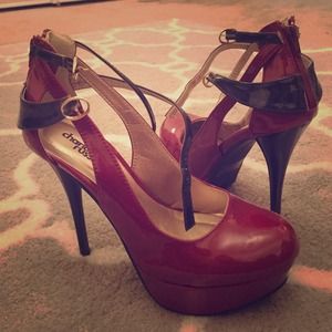 Red, Black and Gold platform heels