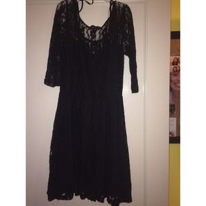Black laced skater dress