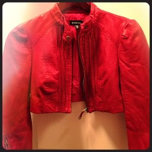 Faux leather crop jacket