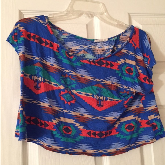 Blue tribal crop top