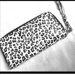 Leopard print wallet/clutch never used