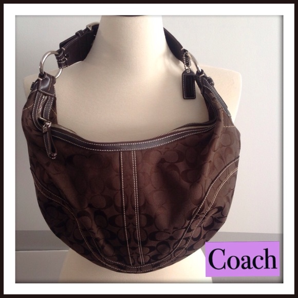 COACH Signature Large Hobo in Chocolate Brown - Picture 1 of 4