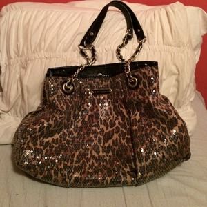 Betsey Johnson cheetah sequin handbag