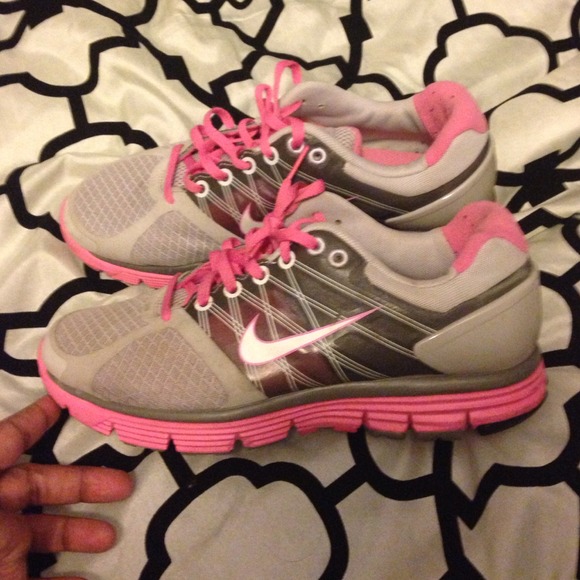 Pink and gray Nikes