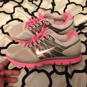 Pink and gray Nikes