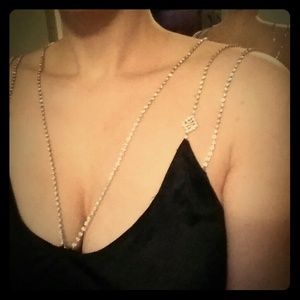 BLACK COCKTAIL DRESS WITH CRYSTAL STRAPS