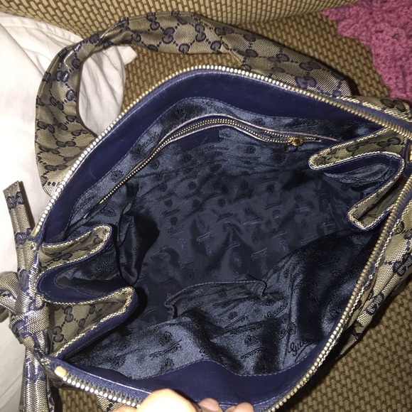 Gucci navy blue with gray purse - Picture 2 of 4