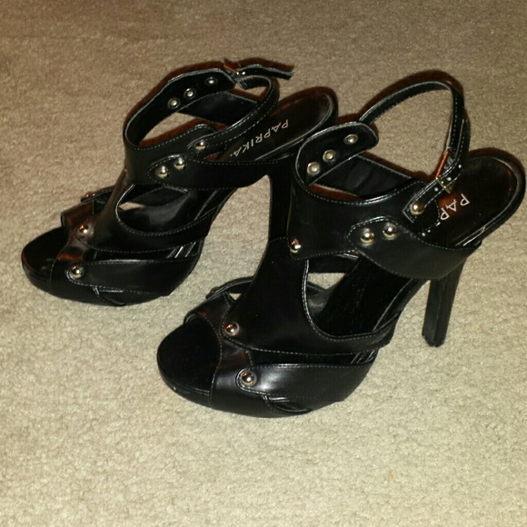 Strappy Black Heels Gladiator Style