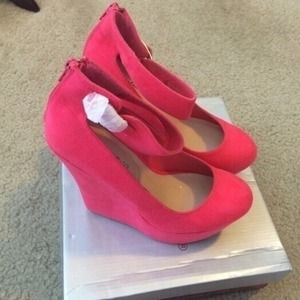 Suede Pink Wedges - Accepting offers!