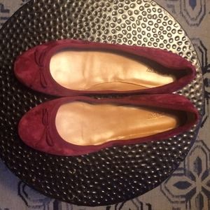JCrew Classic Ballet Flat in Crimson Suede
