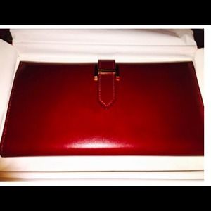 HERMES Leather Bifold Bearn Wallet - Red/Burgundy