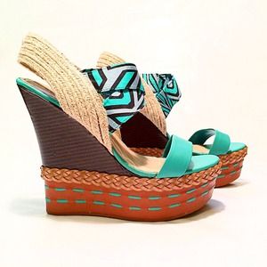 Tribal Print Wedge Heels