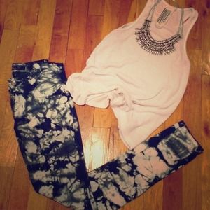 Tye dye black&blue white jeans