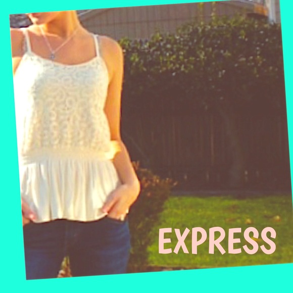 Express Tops - N͜͡E͜͡W͜͡. EXPRESS Cream Floral Knit Fitted Top
