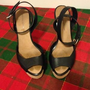 Zara wooden/leather platforms