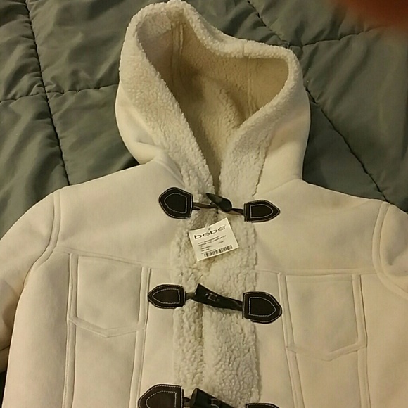 Bebe Suede Sherpa Lined Hoodie Jacket - Picture 2 of 4