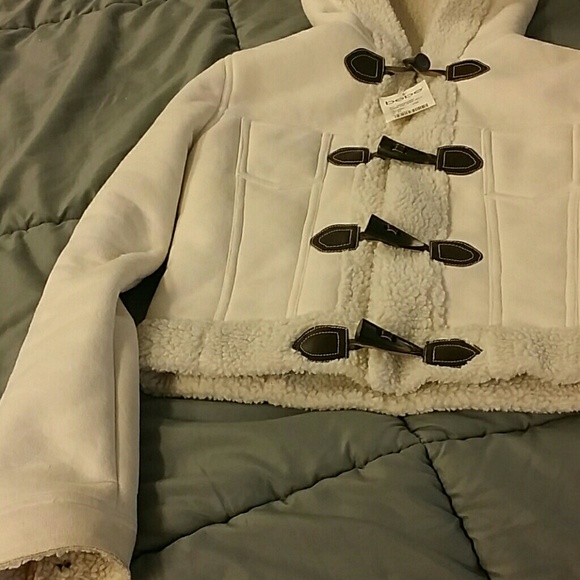 Bebe Suede Sherpa Lined Hoodie Jacket - Picture 3 of 4