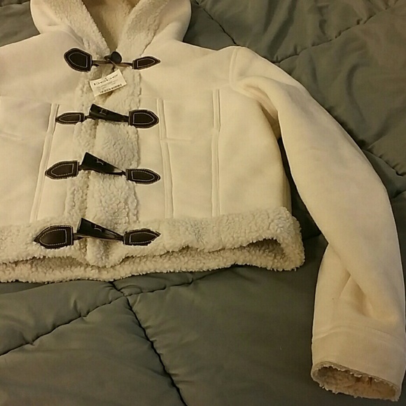 Bebe Suede Sherpa Lined Hoodie Jacket - Picture 4 of 4