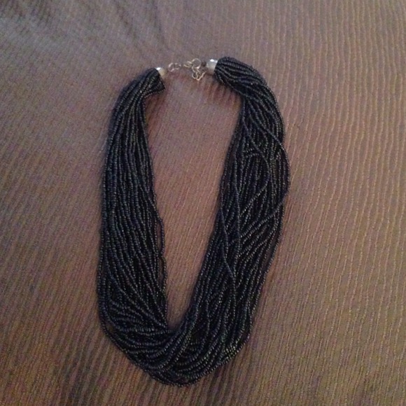 Blue/grey beaded necklace