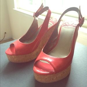 Pink Peep-Toe Fergie Wedges