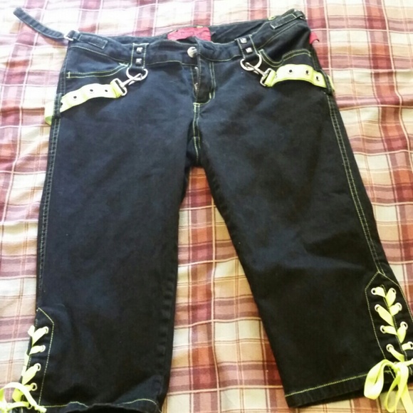 Tripp NYC Hot Topic Black and Neon Capris