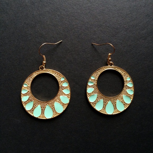 Gold/Turquoise Earrings - Never Worn